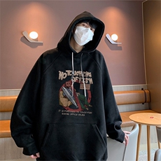 已注册港风抖音直播得物高品质宽松麂皮绒连帽卫衣W6009P48，男装卫衣，电商C408(原B339-1)