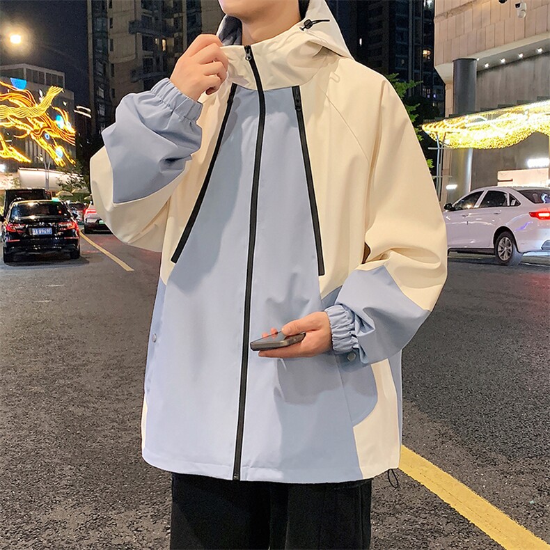 港风上衣拼接多拉链夹克宽松落肩拼色冲锋衣外套JK831P78,男装夹克,星座1204-3