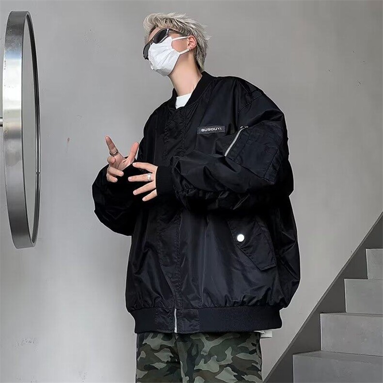 棒球服美式复古高街vibe外套男春秋潮牌小众飞行员夹克WT6866图片
