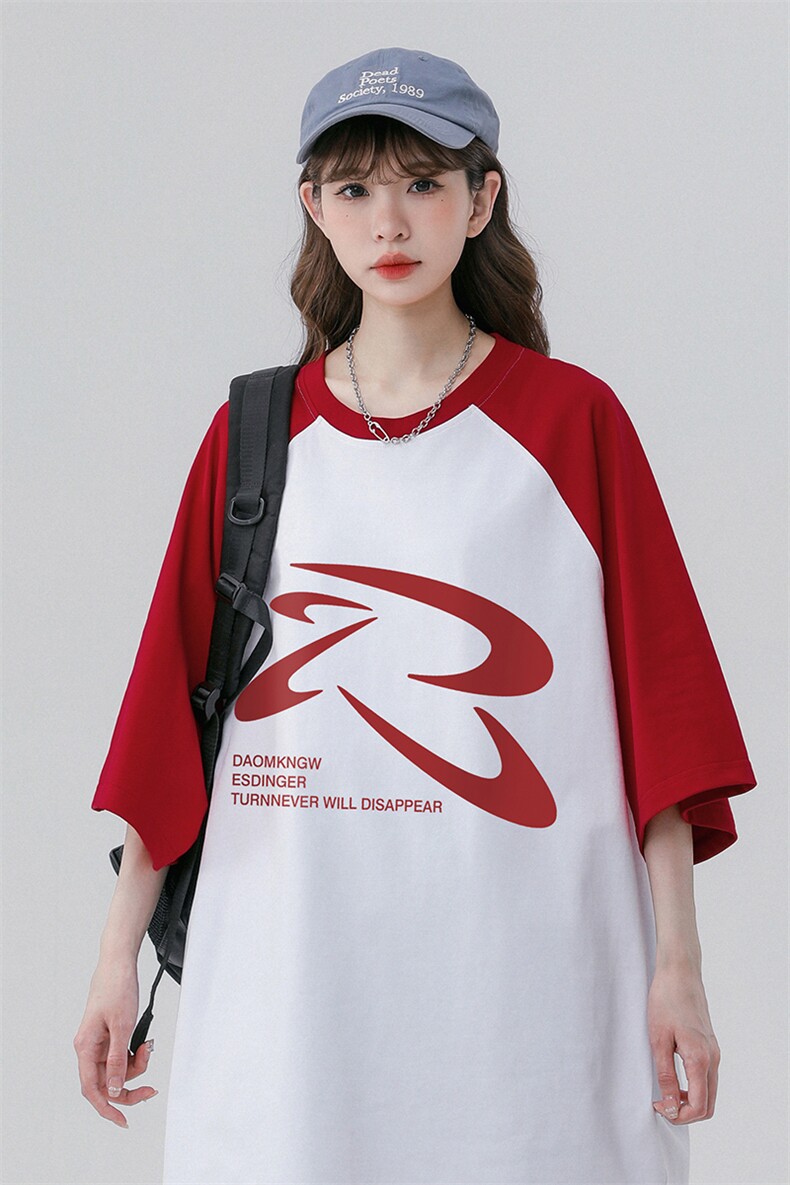 中性风23夏季时尚百搭圆领宽松美式纯棉短袖T恤DT456P40控58,男装T恤,A247A