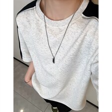 2026夏季新款港风拼接270g华棉短袖T恤男DT6260特P25建议零售价68，男装T恤，电商A001