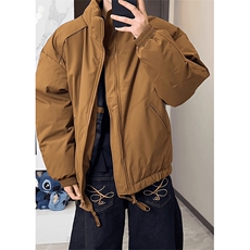 现货冬季美式休闲加厚雪山外套夹克立领纯色三防户外工装棉服，男装夹克，电商A486-1