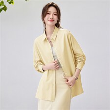 2026春夏新款蓝衬衫女学院风宽松慵懒风叠穿衬衣通勤百搭清新减龄，女装衬衫，艾米