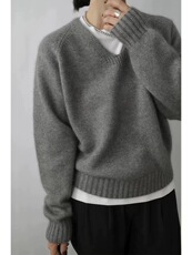 时尚女士羊毛衫V领简约休闲舒适秋冬保暖百搭款，女装羊毛衫，千御纺羊绒