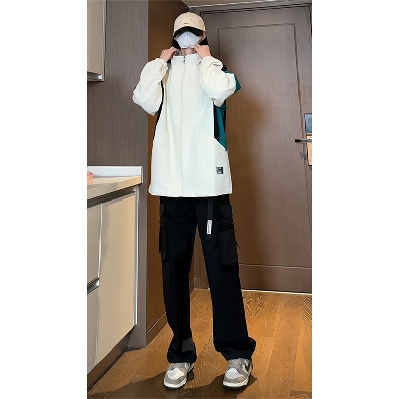 2024春季新款女模内景大码防泼水立领夹克M-5XHJ24081-特P55,男装夹克,电商A022