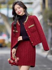 【小香bao款现货】2025新款秋冬时尚纯色时髦新娘敬酒法式套装，女装套装/套裙，韩宇舍