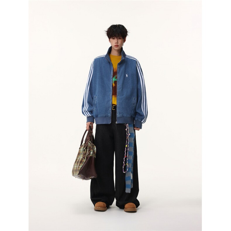 美式复古高街牛仔夹克春秋男女设计感飞行员外套潮JK0456-P85,男装夹克,星座308B-2