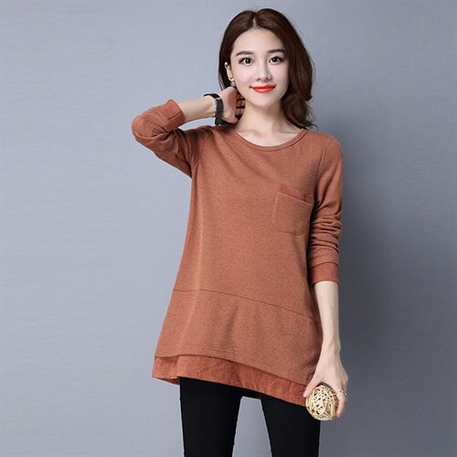 时尚气质休闲纯色口袋潮流大码女装纯色自主图2023年春季6654，女装大码女装，秋牧寒烟