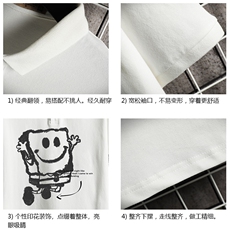 PL57245-P35海绵宝宝翻领短袖polo衫男大码胖子半袖t恤有领网格，男装Polo衫，电商A040A