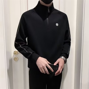 拉链长袖T恤青少年打底衫小衫长袖吸汗T恤修身显瘦卫衣打底潮流图片