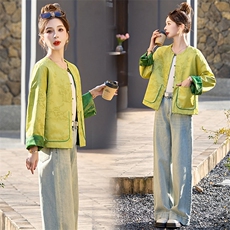 新中式国风提花双面穿外套女2024年春装新款宽松复古气质短款上衣，女装短外套，橙子家