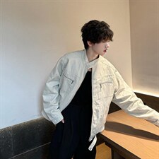 26春装高品质老钱风立领夹克外套男女美式潮牌拉链工装风宽松上衣，男装夹克，电商A486