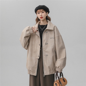 1中性风美式大码M-5XL情侣男水洗雪花皮皮衣女JK8741P130控168图片