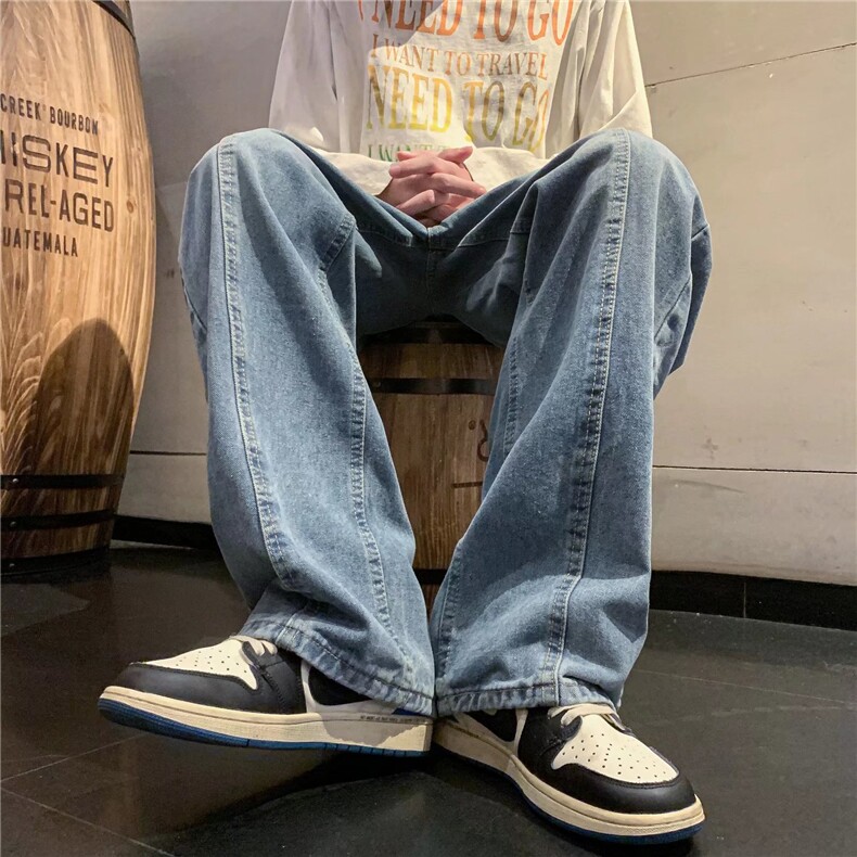 牛仔裤男春季潮大码休闲裤子高街KJ59P38图片
