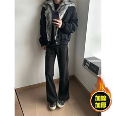 现货高品质美式高街重磅狼王座山雕毛毛领假两件棉衣加厚棉服外套，男装棉衣，电商A486-1