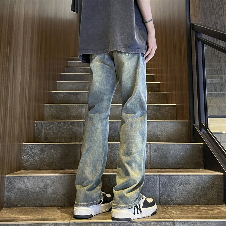 夏季新款牛仔裤复古潮牌高街水洗宽松休闲直筒裤,男装牛仔裤,星座410-6（原星座1304-1）