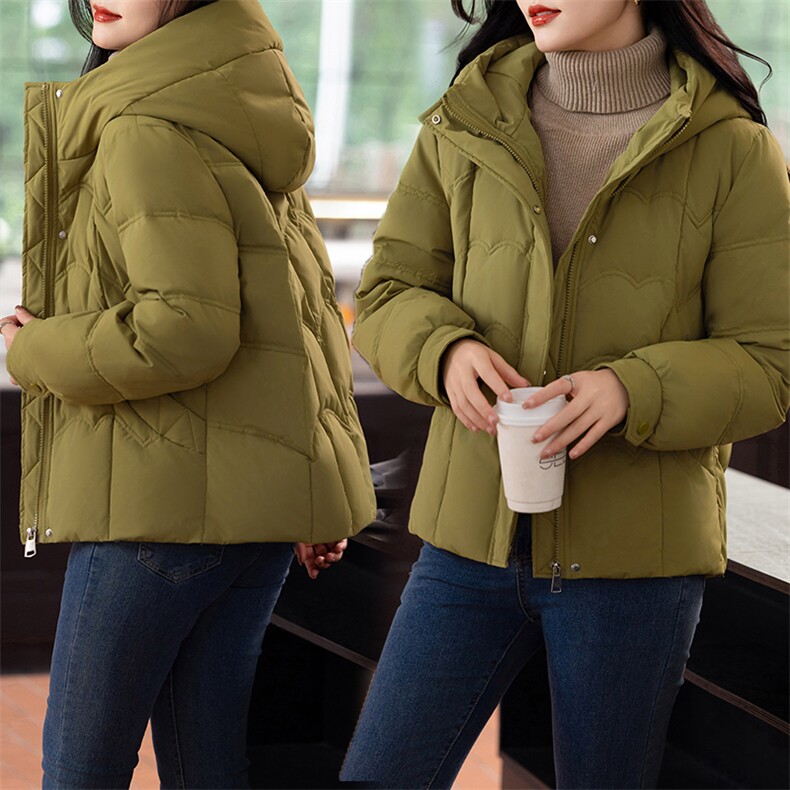 时尚百搭纯色连帽中长款棉衣女冬季保暖外套显瘦修身棉服,女装棉衣/棉服,婷思杰（原婷想服饰）