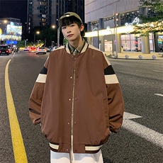 小牛津上衣夹克宽松落肩拼色棒球服外套XZ214-8JK700-P65，男装夹克，星座1204-3