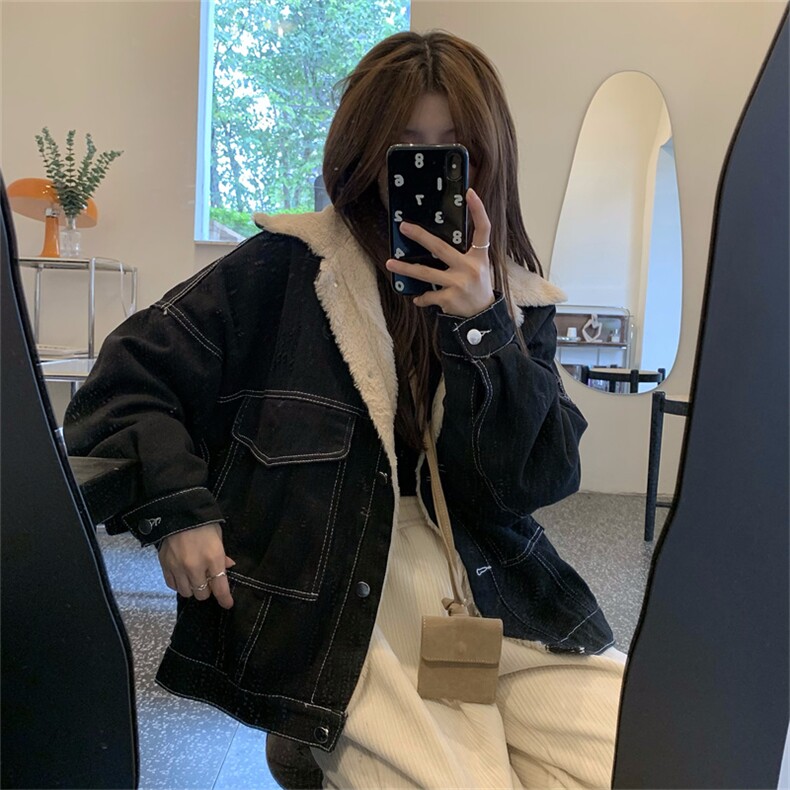 A461-P110牛仔加绒外套秋冬加厚牛仔衣设计感上衣棉服棉衣ins潮,男装棉衣,星座911