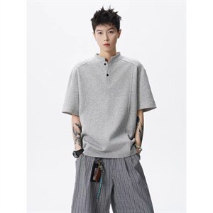 网图-高街痞帅夏季POLO衫正肩拼接男装短袖T恤大码上衣S430-特28图片