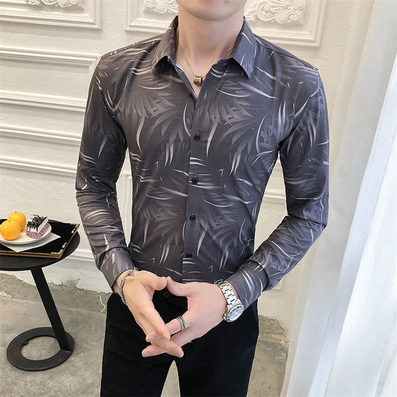 312A-5-279-P55长袖高级感秋季休闲英伦发型师韩版纯色男士衬衣,男装衬衫,星座312A-5