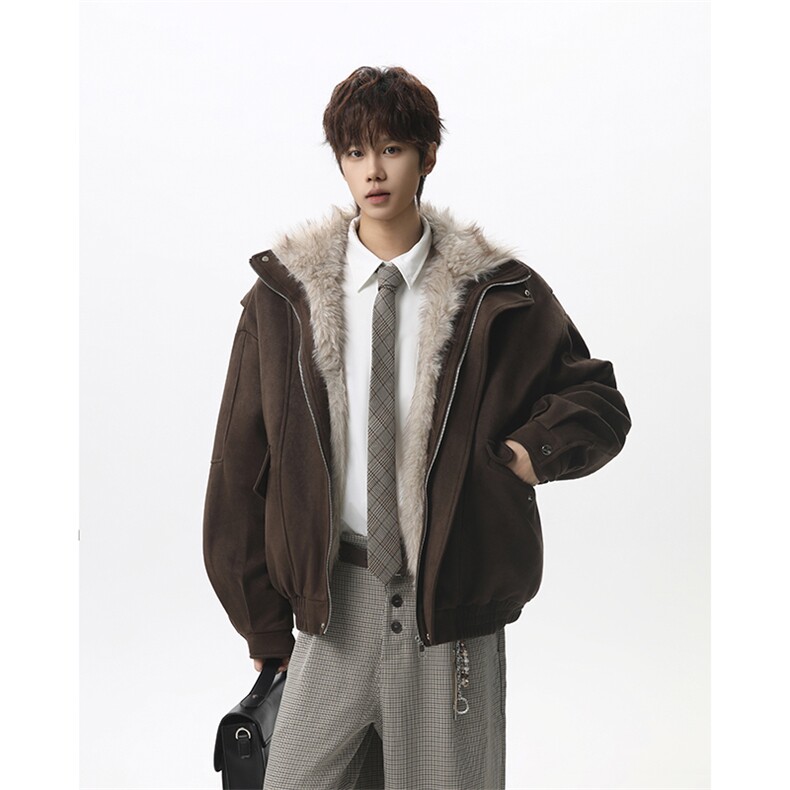 【全毛内里座山雕】立领保暖棉服男加厚加厚皮夹克棉衣-26635P138，男装夹克，电商B289