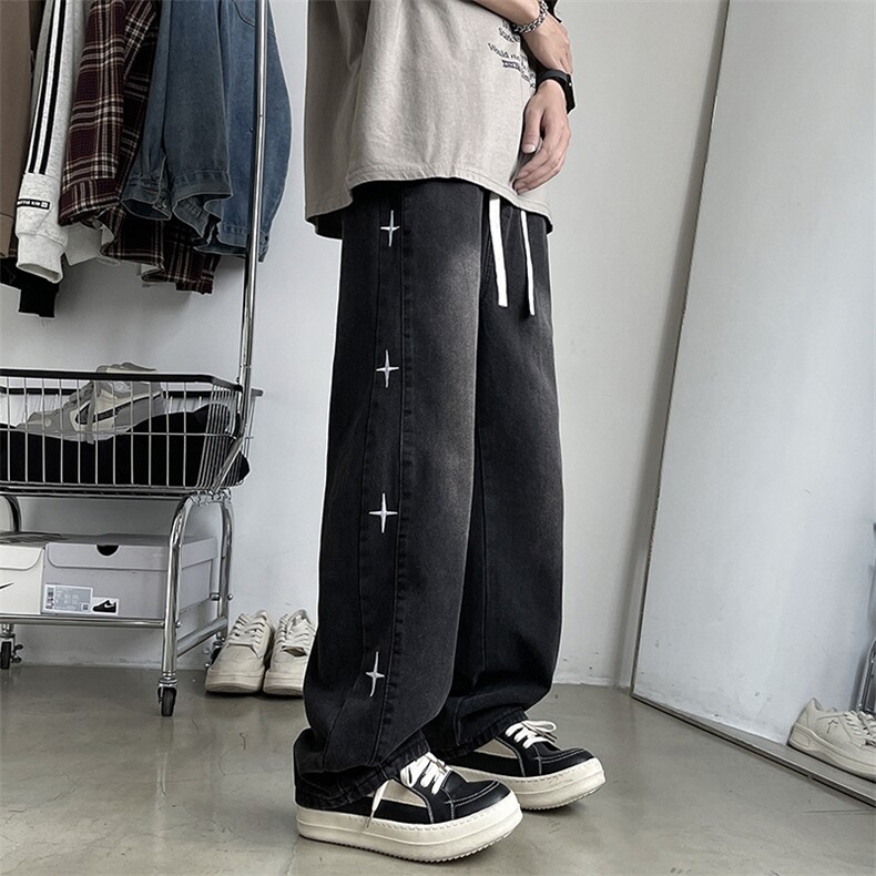 美式高街小众牛仔裤男 个性百搭休闲裤N9007/P41图片