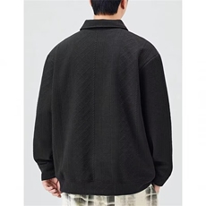 2026新款日系菱形格POLO衫男款长袖春秋季简约高级感翻领卫衣服，男装Polo衫，星座715-4