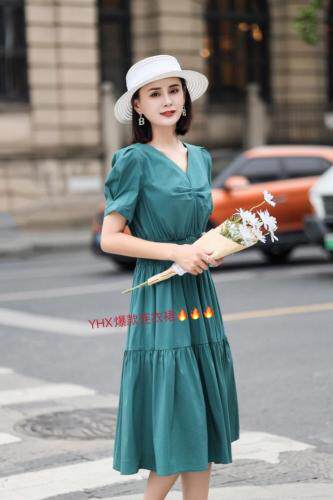 2021夏装新款松紧腰短袖法式轻奢小众炸街今年，女装，与慧辛