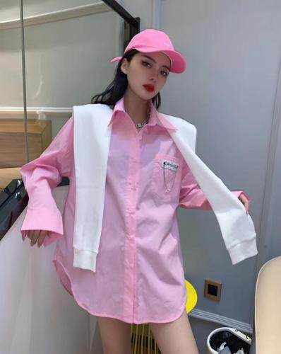 Simple.简希2021春季红风衬衫配围巾两件套图片