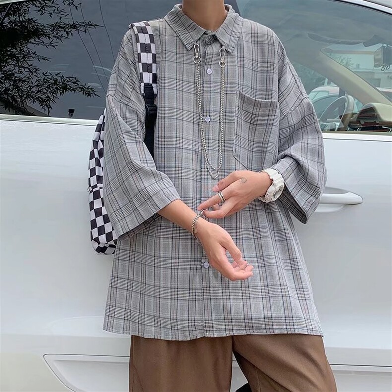七分袖衬衫春款男港风潮流C0021P42图片