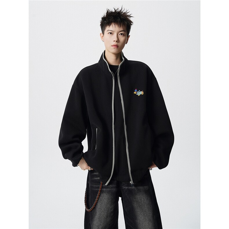 可爱腊肠狗卫衣立领开衫拉链M-5XL大码卫衣夹克男WT78120P65控98，男装夹克，星座227-7