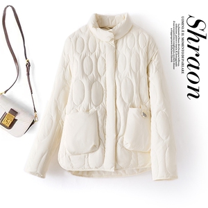 现货新款2023年冬季90白鸭绒气质立领短款小个子图片