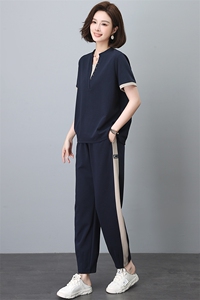 时尚运动套装女中年夏装2025新款减龄年轻洋气妈妈气质短袖两件套图片
