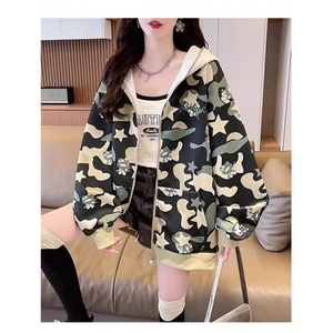 美式潮牌满印可爱凯蒂猫连帽卫衣女秋冬季慵懒风oversize开衫外套图片