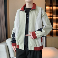 潮牌美式撞色拼接运动立领外套男宽松百搭夹克JK01571-P70，男装夹克，星座308B-2