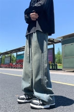 2025秋季新款高品质时尚休闲时尚潮流扎花阔腿牛仔裤2507-特批45，男装牛仔裤，电商A320A