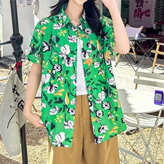 海边度假风短袖花衬衫女夏威夷ins超仙沙滩衬衣复古港风CS91/P30，女装衬衫，星座506