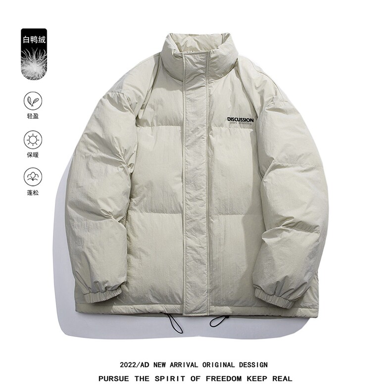 白鸭绒白底22冬季时尚潮流字母印花保暖立领羽绒服YR193P195控258,男装羽绒服,电商A247-1