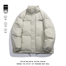 白鸭绒白底22冬季时尚潮流字母印花保暖立领羽绒服YR193P195控258，男装羽绒服，电商A247-1