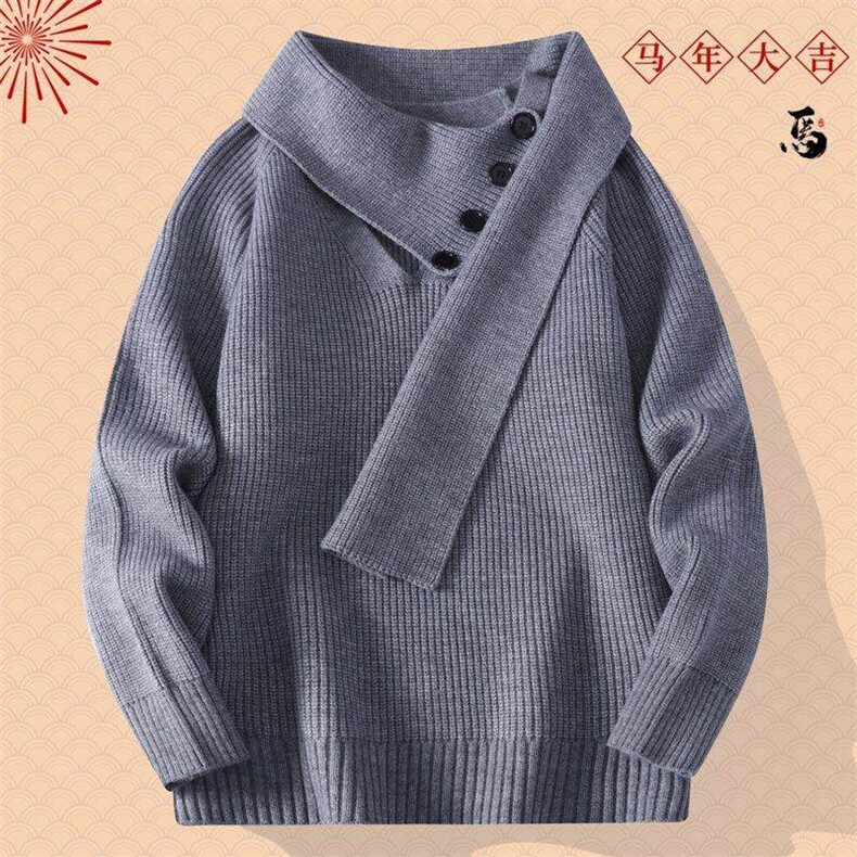 25736-P50圣诞毛衣男款冬季本命年针织衫马年过年穿搭红色打底衫,男装T恤,电商D310B