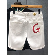 白色短裤男夏季潮流弹力马裤休闲牛仔裤高端潮牌青春修身五分中裤，男装牛仔裤，星座506A