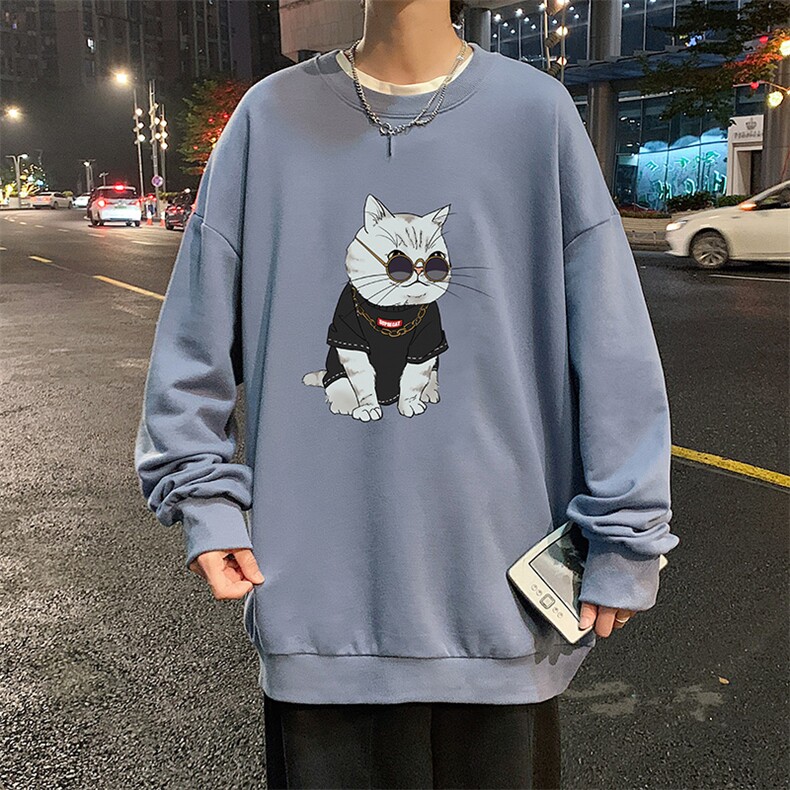 S6044-P28 加绒款-P33 秋季圆领卫衣男大码韩版宽松长袖外套图片