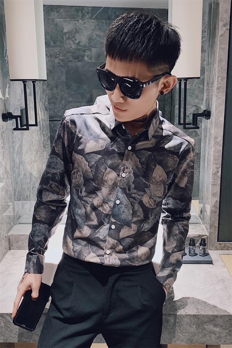 312A-935-P55新款社会小伙长袖衬衫青年男士潮流衬衣B,男装衬衫,星座312A-5