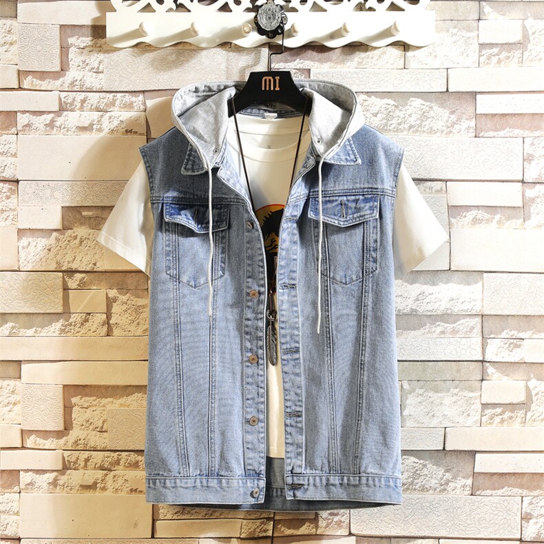 MJ206-p58-砖墙牛仔大码连帽砖墙马甲男工装ins无袖坎肩外穿，男装工装外套，星座103A