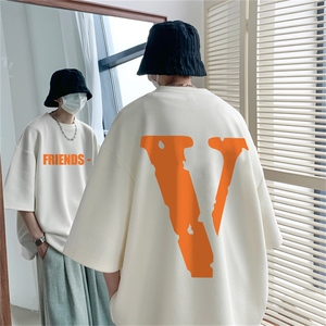 量大优重磅220克华夫格短袖T恤橙色v印花HT312-P20（抖音不可售）图片