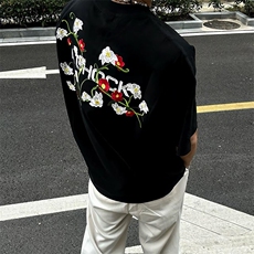 万针全刺绣工艺高品质260克双纱纯棉美式高街短袖T恤特P33，男装T恤，电商A486