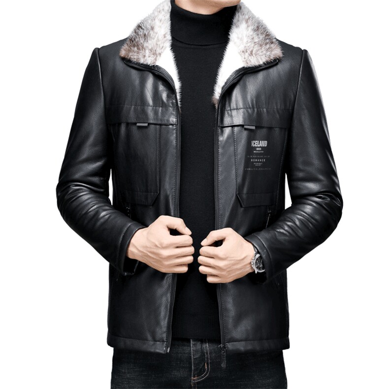 冬季中老年羊皮皮衣水貂毛毛领男翻领外套皮衣男ALXB28005-P1780，男装皮衣，电商B212（原钱塘6029）