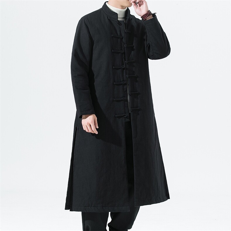2157^长款过膝中式唐装改良汉服棉服外套居士古风茶禅服棉袄,男装棉衣,钱塘777(原3023)
