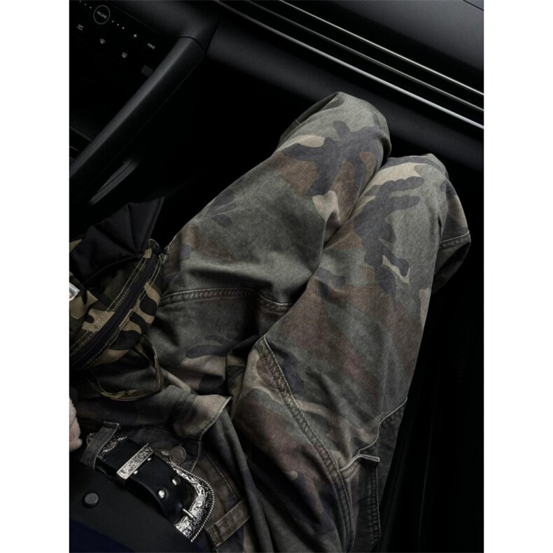 【有货】军绿色伐木迷彩工装裤男美式vibe裤子高街K7049HH-特P55图片